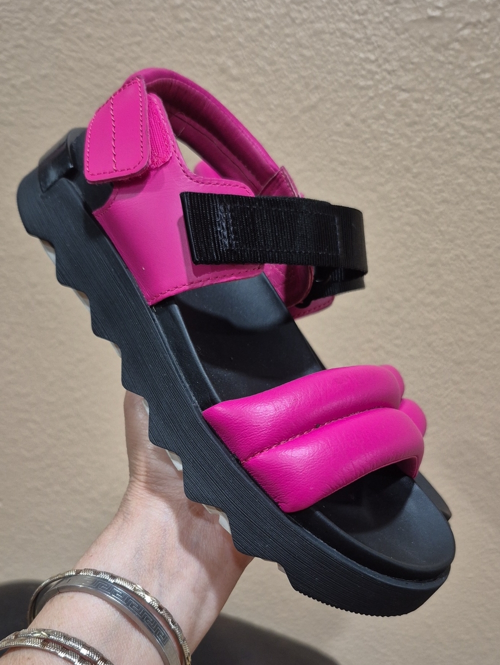 Sorel  Pink and Black Padded Sport Sandals